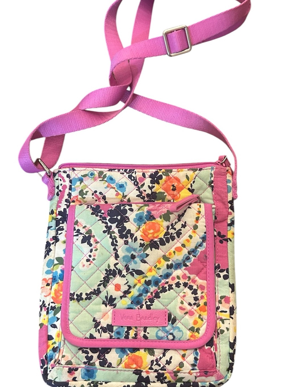 Vera Bradley Multi-Color Floral Quilted Crossbody with Pink Trim